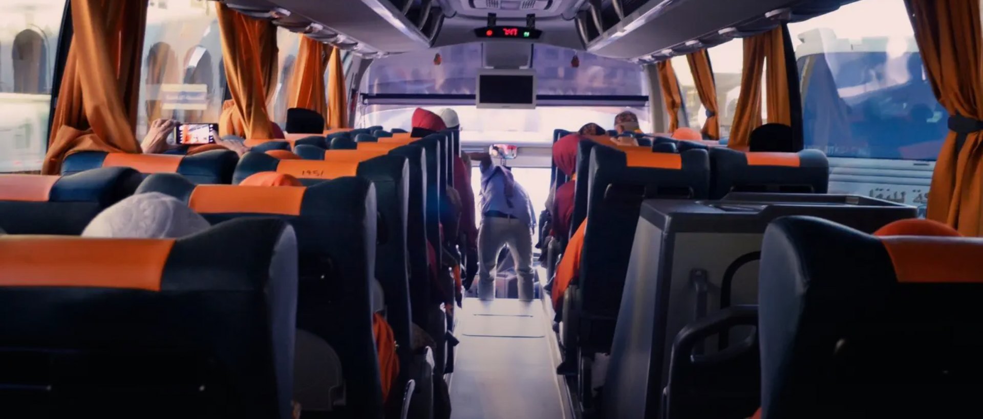Inside a Mushima coach on the cross-border route